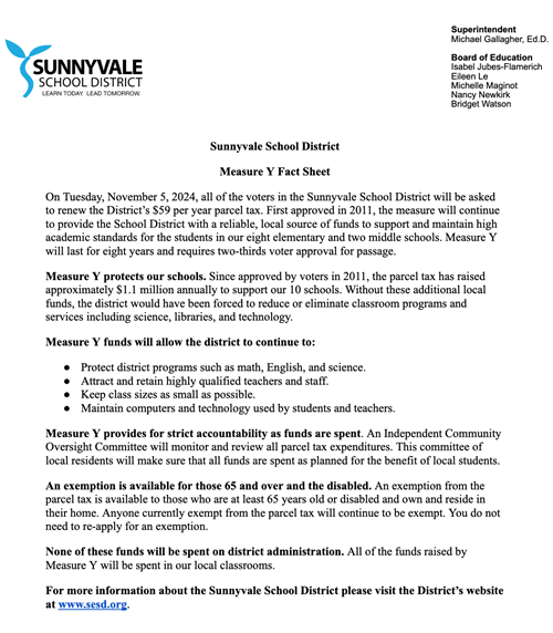 Measure Y Fact Sheet - English